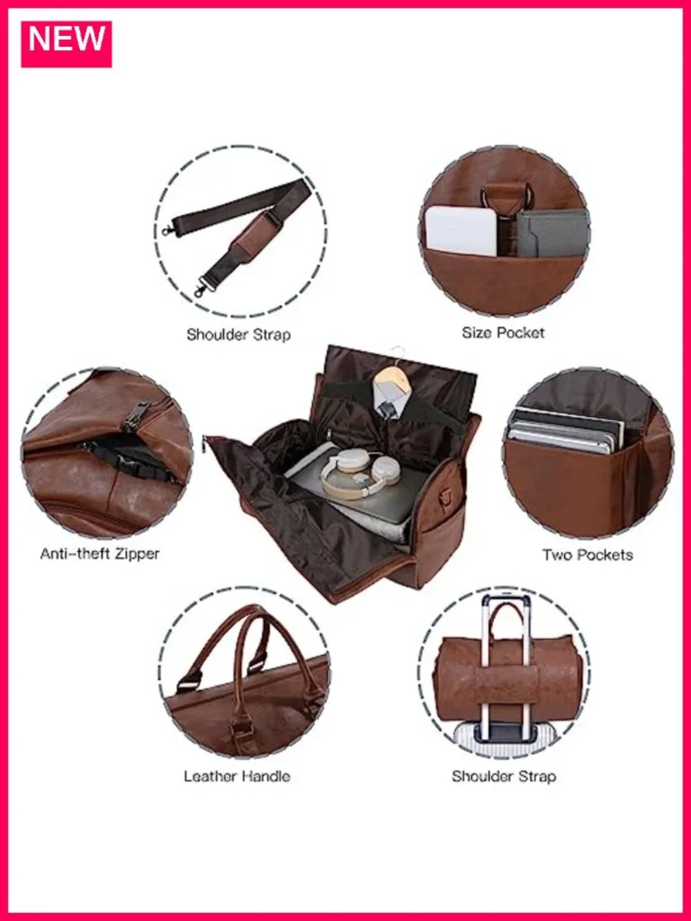 Convertible Travel Garment Bag 2-in-1 Hanging Suitcase Carry-on Duffel Men Women